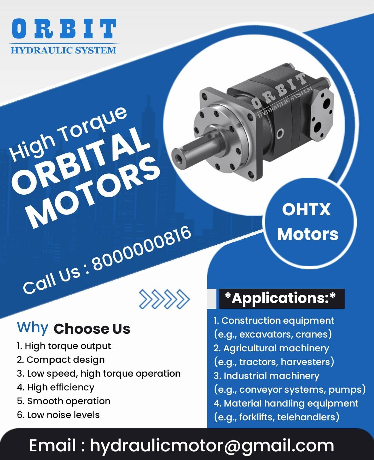 OHT / OHTX ORBITAL X Hydraulic Motor Manufacturer in Pune Mumbai Chennai Rajkot Coimbatore India